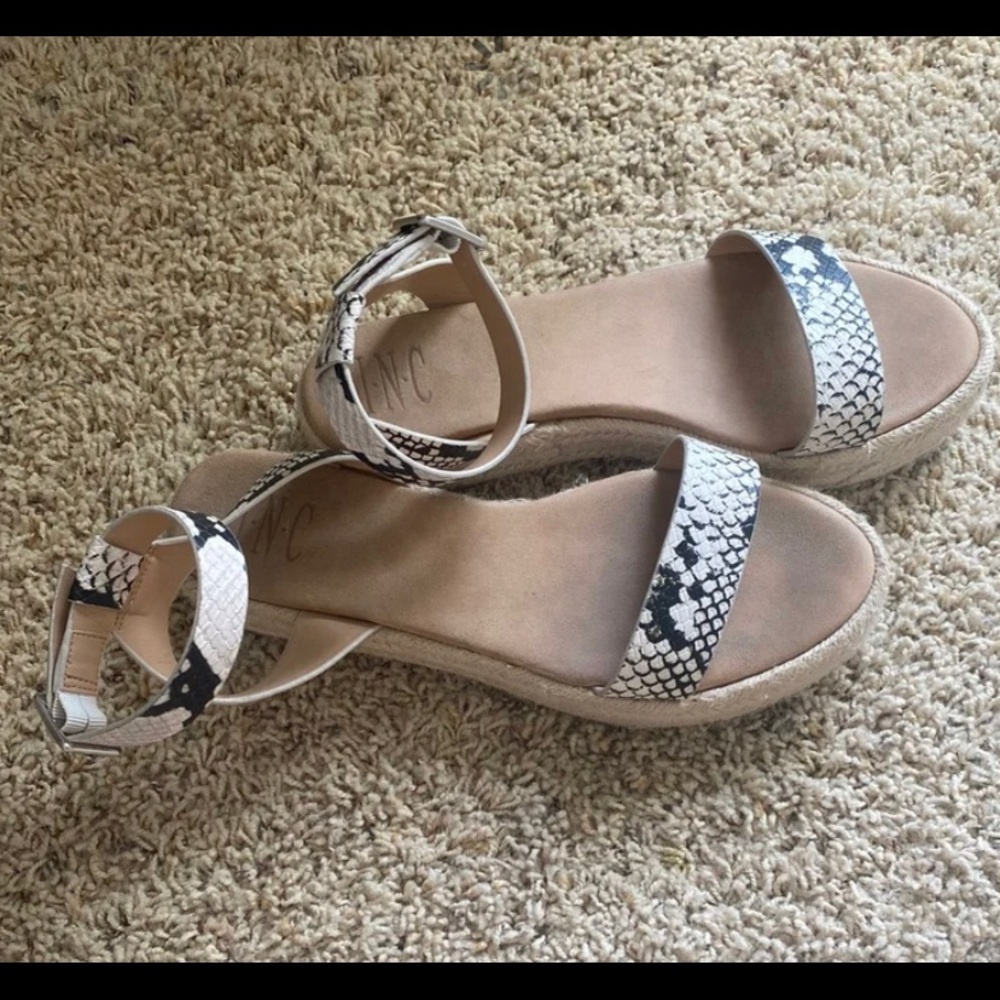 snake skin platform sandals